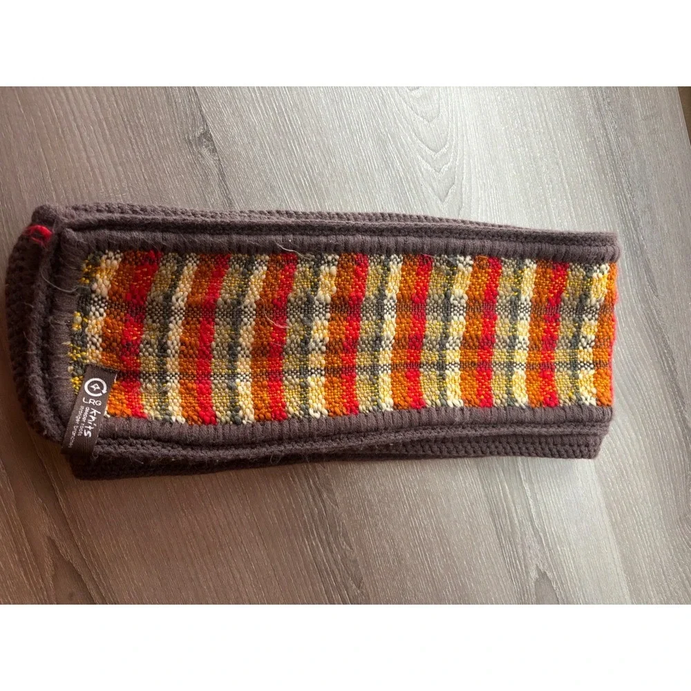 LRG Knits Striped Scarf Multi-Color Orange‎ Red Brown Textured Winter READ